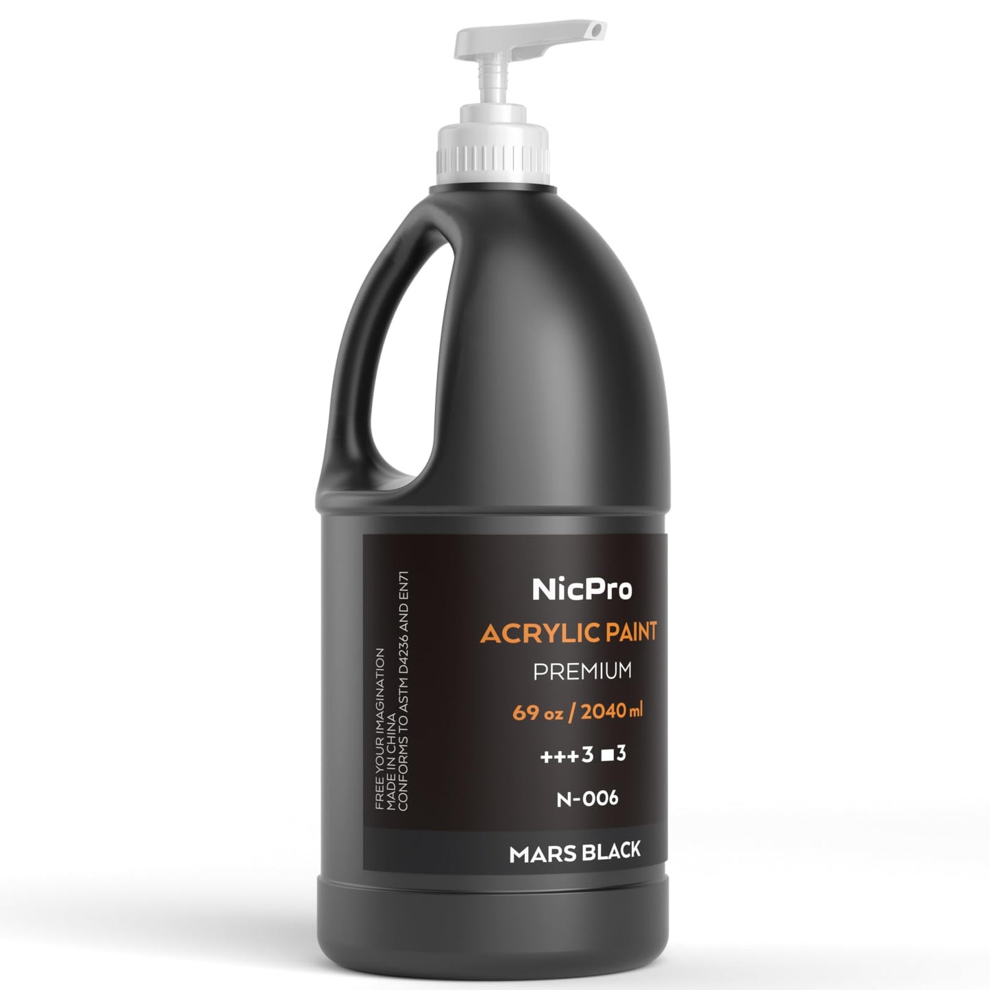 Nicpro Black Acrylic Paint Set, 2040 ml Large Acrylic Paint, Painting Accessories, Non-Toxic, for Various Surfaces, Canvas, Wood, Leather, Fabric,
