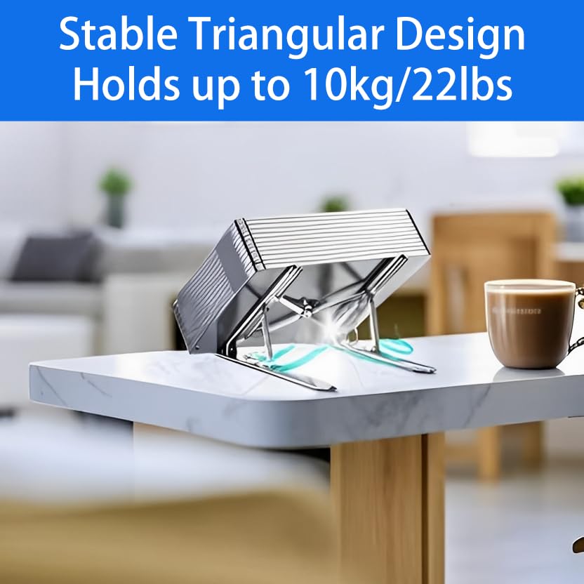 GrandMil Adjustable Laptop Stand for Desk – Foldable & Portable ABS+Silicone Desk Riser