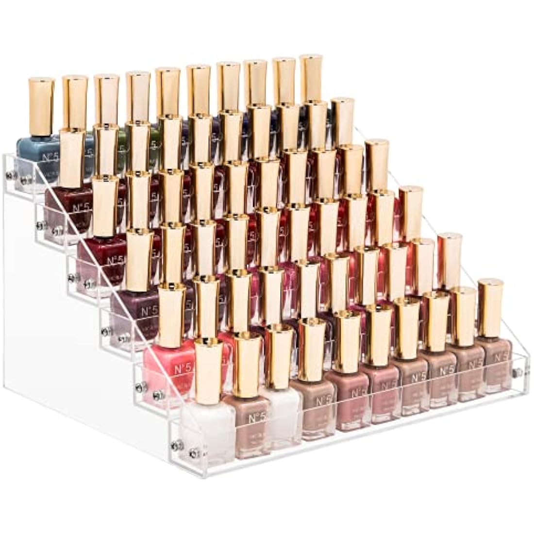 Benbilry Acrylic Nail Polish Organiser 6 Tier Clear Nail Polish Holder 66 Bottles Essential Oils Organiser Shelves Display Rack Stand(6 Tiers)