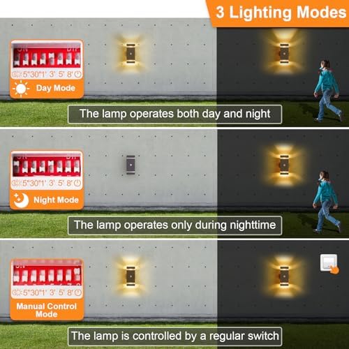 LMP Up Down Outdoor Wall Lights PIR, Motion Sensor Outside Lights Mains Powered, IP65 Square Porch Front Door Light Electric, External Modern GU10 LED Exterior Lighting for House, Anthracite Grey