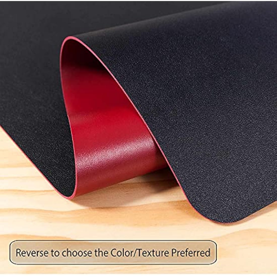 Desk Pad Large, Desk Mat, Extended Mouse Mat, Mouse Pad XL, Desk Blotter, DOBAOJIA Laptop Pad Writing Pad for Office/Home, Dual-Side Use PU Leather Waterproof 31.5" X 15.7" (Black/Red)