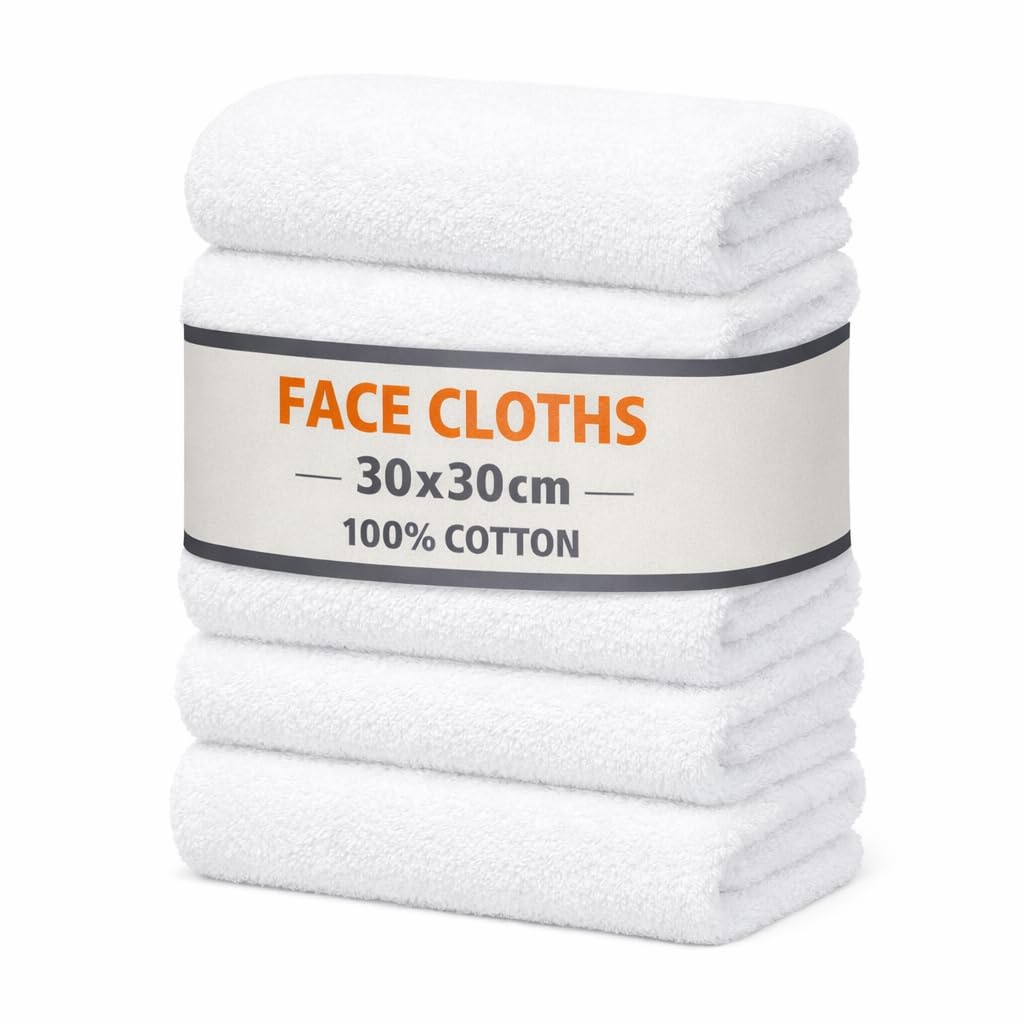 Symphony Flannel Face Cloth Ultra Gentle Face Towels for Sensitive Skin-Reusable Facial Cleansing Washcloths for Unisex Adult Spa Gym Sport Beauty