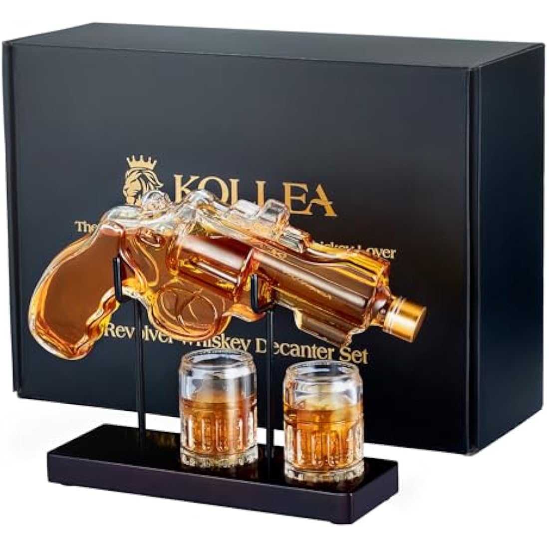 Gifts for Men Dad, Kollea Gun Whiskey Decanter Set with Glasses, Unique Birthday Anniversary Housewarming Gifts for Him Husband Grandpa, Cool Tequila Liquor Dispenser for Home Bar