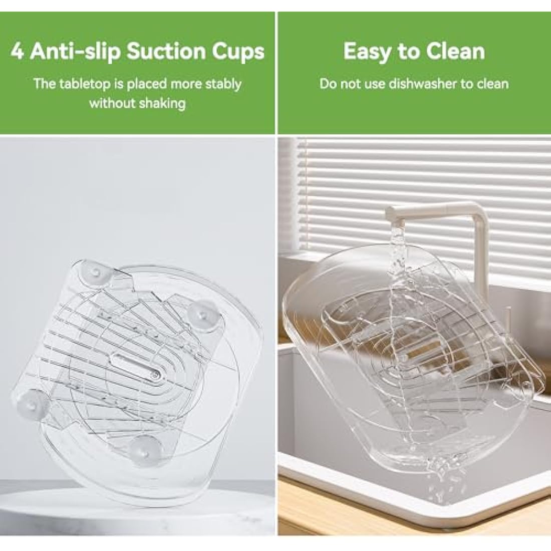 Voova Lazy Susan Turntable Organiser for Fridge, 360°Rotating Refrigerator Fridge Storage Organizer, 15.57'' Clear Rotating Lazy Susan Cupboard Organiser for Cabinet, Table, Kitchen, Pantry (2 Pack)