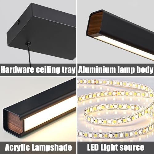 Mikeru 200cm Long Pendant Light, Put Together Kitchen Pendant Lights Over Island Dimmable Pool Table Lights 10% to 100% Dining Table Chandelier with Memory Function for Living Room, Conference Room