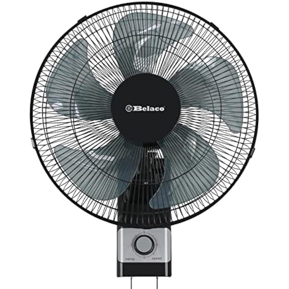 Belaco Wall Fan 16 Inch Wall Mounted 3 Speed Mode Oscillation Fan Tilt Head Easy Install High Airflow 55w Cooler for Summer, Black/Silver