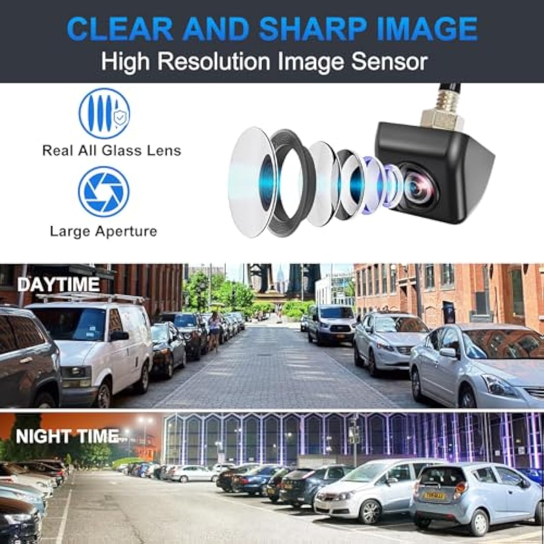 PARKVISION Reverse Camera for Car Flexible Mounting Position Allowed Rear View Camera with Vertically Up-down Inverted Image and Parking Line Optional