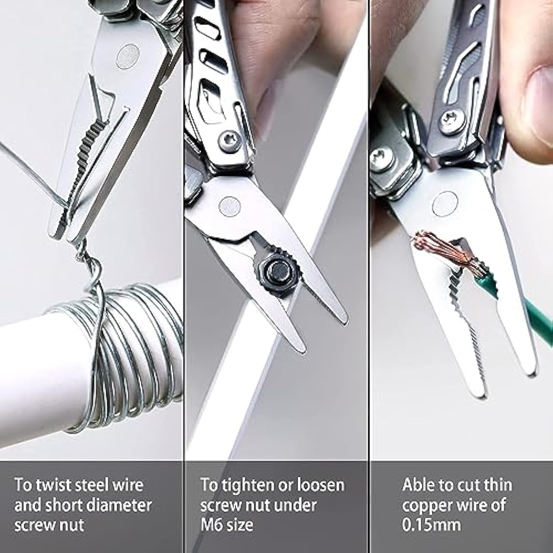 NexTool Mini Flagship 10 in 1 Multi-Tool, Multitool with Multitools Pliers, Camping Pliers, Can Opener, Scissors, Screwdriver, Bottle Opener, Gifts for Men, Father's Day Gifts-Silver