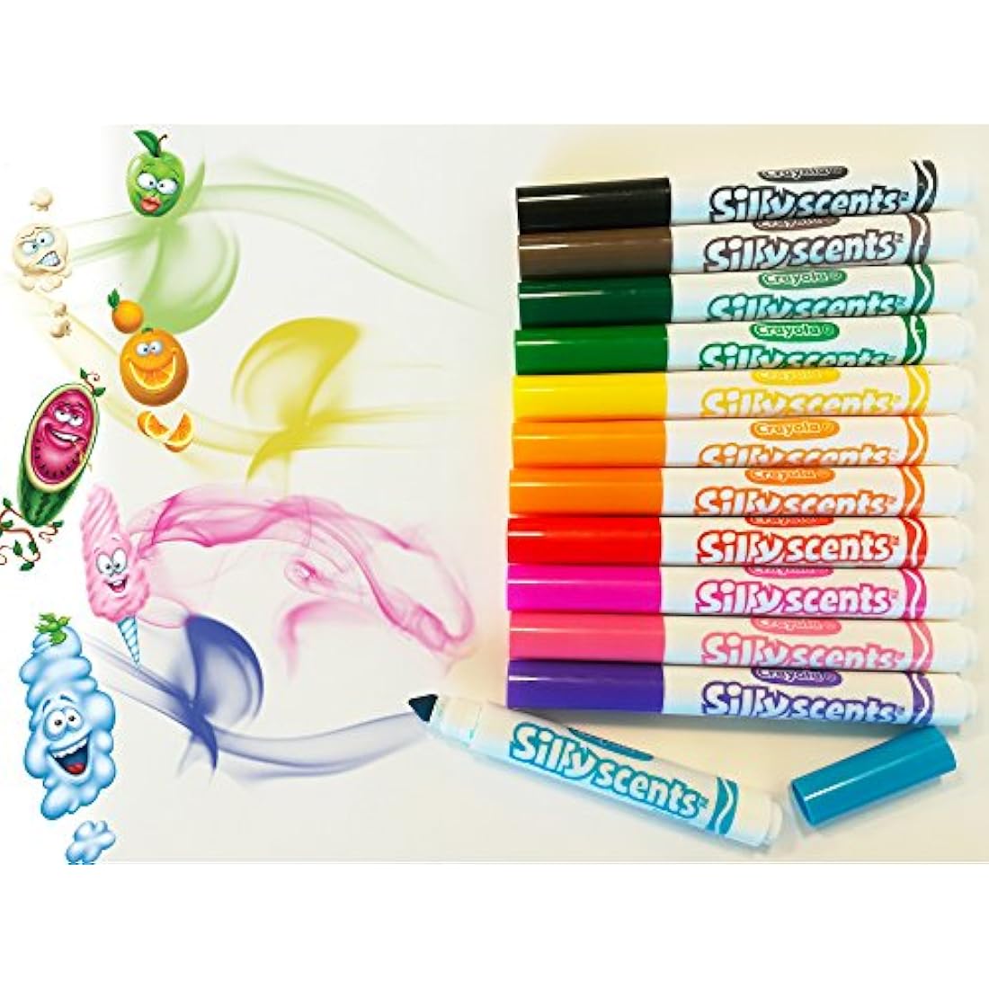 CRAYOLA Silly Scents Broadline Washable Markers - Assorted Colours (Pack of 12) | Unique Sweet Scents & Colours! | Ideal for Kids Aged 3+