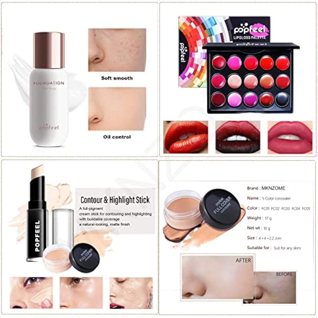 Professional Makeup Set,MKNZOME Make Up Set With Make-up Case Portable Travel Makeup Kit Birthday Xmas Makeup Gift Set Eyeshadow Palette Foudation Lip Gloss for Women Girls