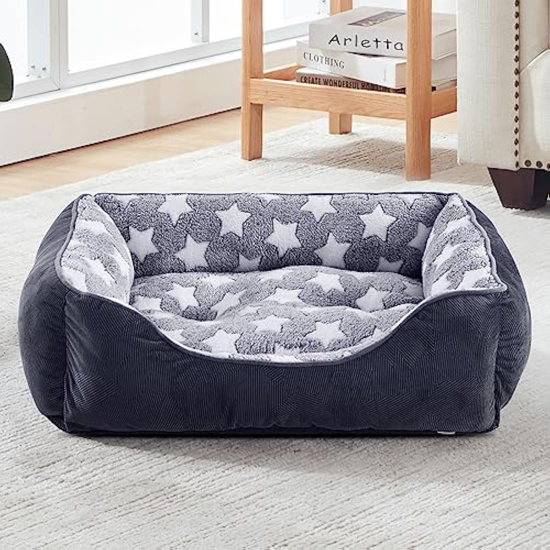 MIXJOY Extra Large Dog Bed(107x76cm), Super Soft Cosy Rectangle Dog Beds, Grey Washable Pet Bed, Good for Golden Retriever, Labrador，German Shepherd，Samoye，Rottweiler