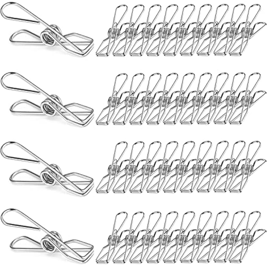 Skroad 48 Pack Clothes Pegs, Stainless Steel Laundry Hanging Clothesline Clips for Clothes, Paper Files, Snacks Seal
