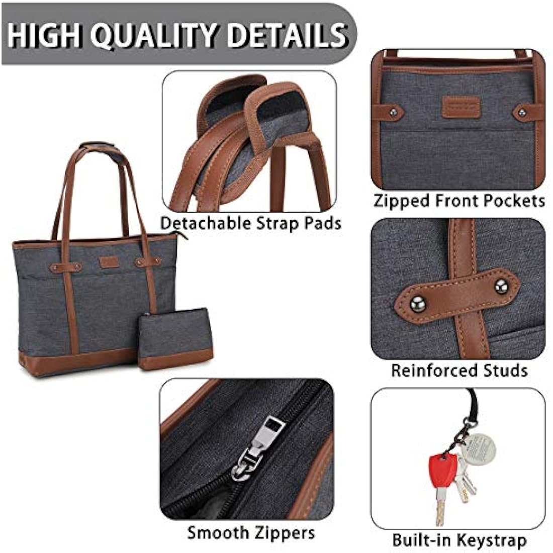RAVUO Laptop Tote Bag, Water Resistant Lightweight Women 15.6 Inch Laptop Work Bag Teacher Bag Carry On Shoulder Bag with Padded Laptop Compartment