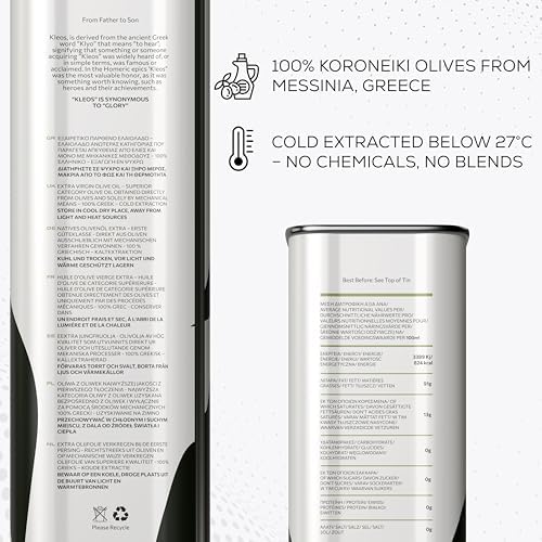 Kleos Extra Virgin Olive Oil 5L – New Harvest 2024/25 – Cold-Pressed Greek Olive Oil from Koroneiki Olives – Premium Quality