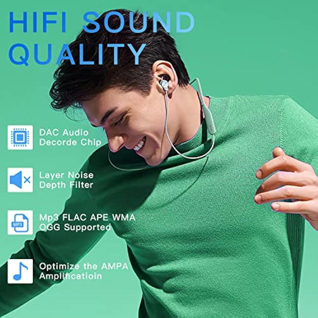 128GB MP3 Player with Bluetooth 5.2, AiMoonsa Music Player with Built-in HD Speaker, FM Radio, Voice Recorder, HiFi Sound, E-Book Function, Earphones Included