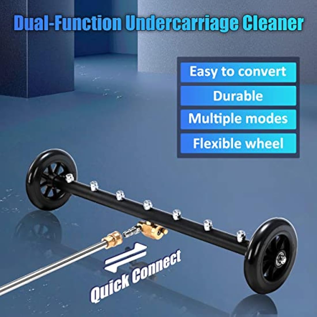 Tool Daily Dual-Function Undercarriage Cleaner, 24 Inch, Water Broom for Pressure Washer with 7 Nozzles, Under Car washer Attachment, 3 Pcs Extension Wand, 4000 PSI