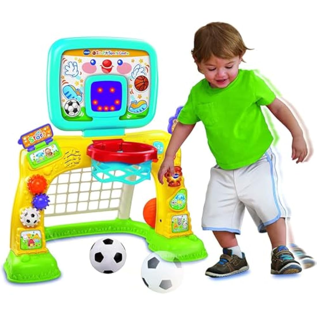 VTech 3-in-1 Sports Centre, Baby Interactive Toy with Colours and Sounds, Learning with Role-Play, Suitable for Baby Boys & Girls from 12 to 36 Months (Yellow/Blue), English Version