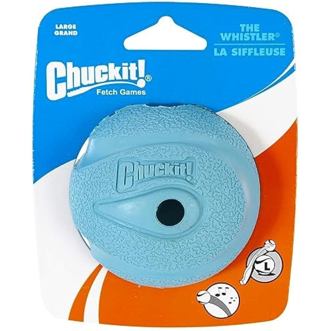 Chuckit! Interactive Ball Dog Toy Whistler Noise, Durable Rubber Dog Balls, Launcher Thrower Compatible Interactive Toys for Dogs for Boredom, Large, 1 Pack