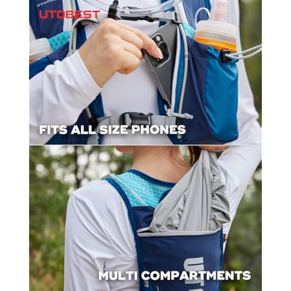 UTOBEST Running Vest Running Backpacks Lightweight Functional Hydration Pack 5L, with 1.5L Hydration Bladder