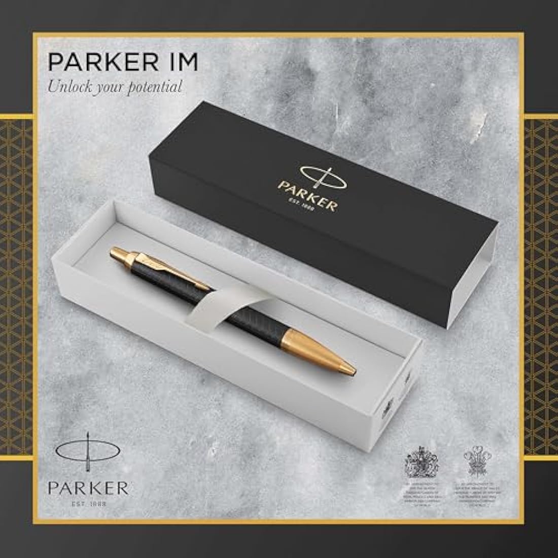 Parker IM Ballpoint Pen | Premium Black | Medium Point Blue Ink | Gift Box