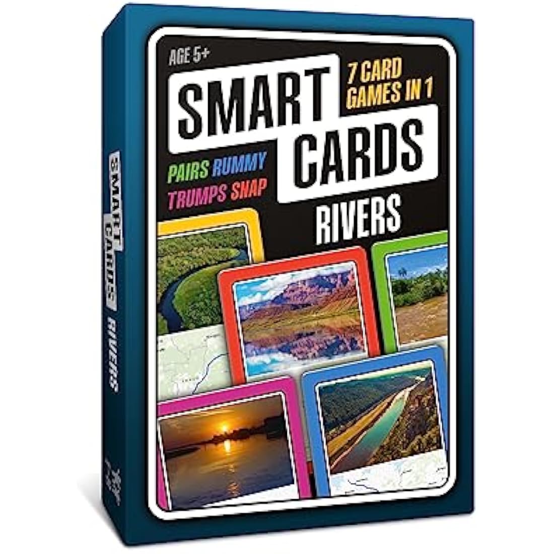 SMART CARDS Rivers, 7 games in 1, Pairs, Snap, Trumps, Rummy, Memory Quiz, Learn Facts, Travel Game, Gift, Stocking Filler, Age 5+, 1-8 Players