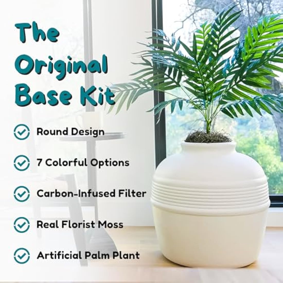 Good Pet Stuff, The Original Hidden Litter Box, Artificial Plants & Enclosed Cat Planter Litter Box, Vented & Odor Filter, Easy to Clean, White Birch