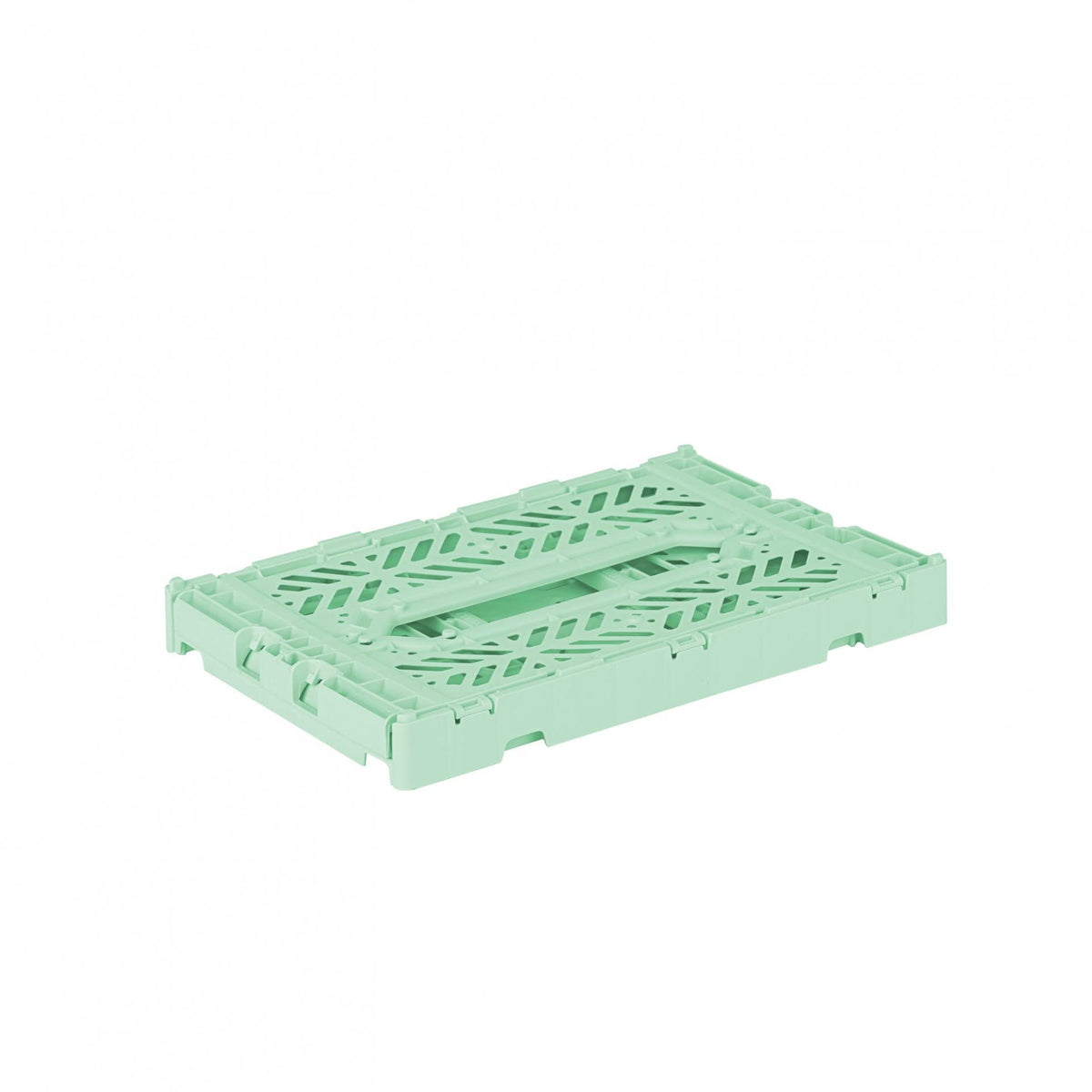 AYKASA Folding Crate, Sturdy Folding Box, Plastic, Stackable, Warm Mint, Mini (27 x 17 x 11 cm)