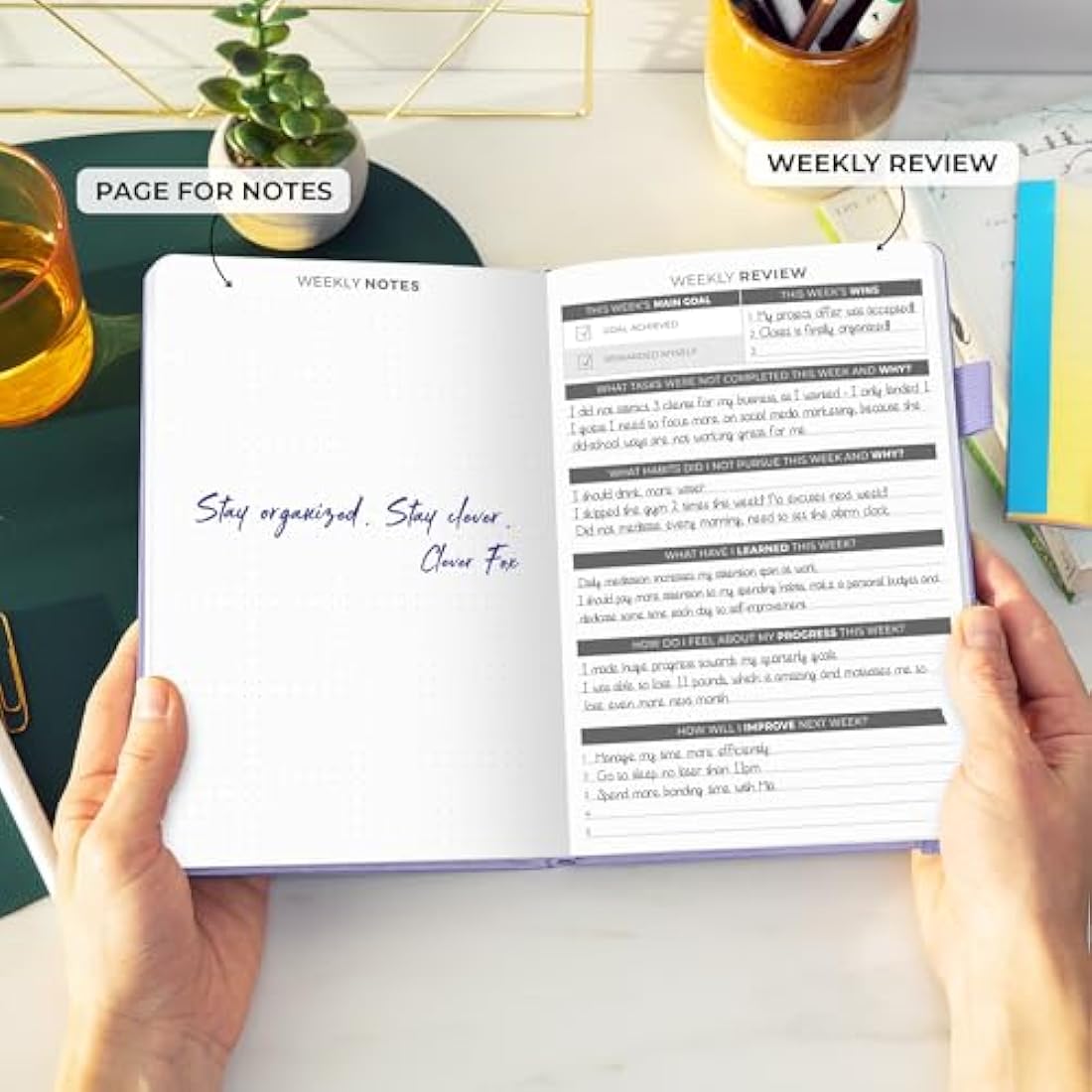 Clever Fox Planner Daily – Best Agenda & Daily Calendar to Boost Productivity & Hit Your Goals – Gratitude Journal Personal Daily Organizer – 14.5x21cm, Lasts 6 Months, Undated, Lavender