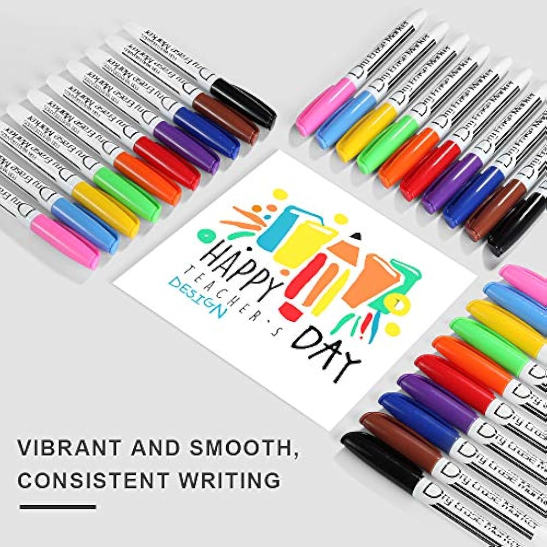 Volcanics Whiteboard Pens Low Odor Fine Whiteboard Markers Dry Wipe Pens Thin Box of 30, 10 Colours