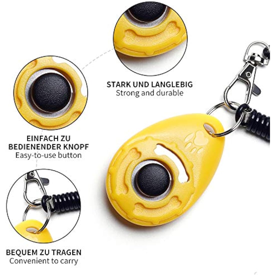 Toozey dog clicker, 5 pieces of clickers with wrist strap, clicker with large button, 5 colours, bonus E-book