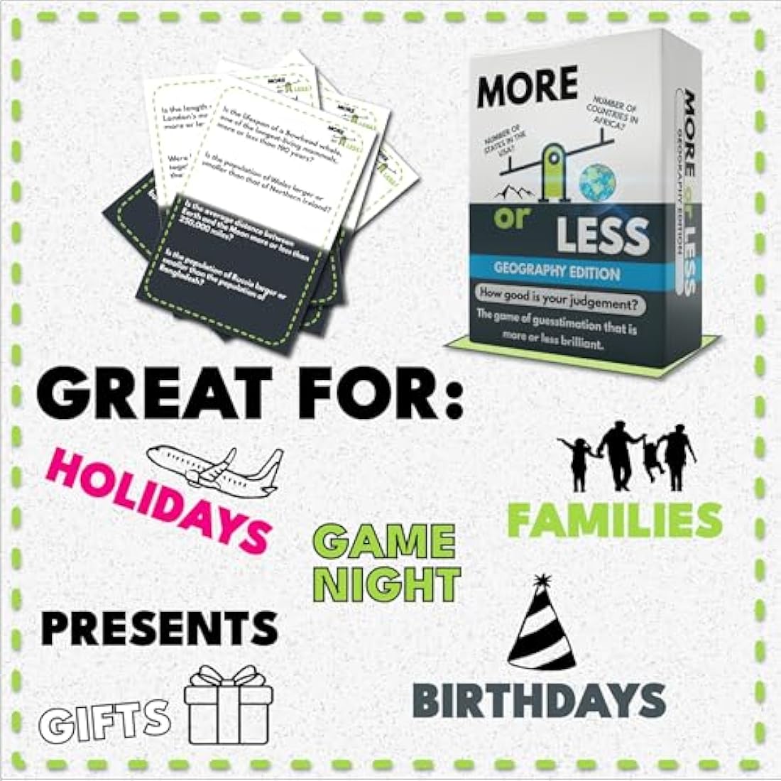 More or Less Geography Edition Card Game | 2 Players + | Travel & Pocket Card Game for Kids, Teens & Adults | Play Anywhere