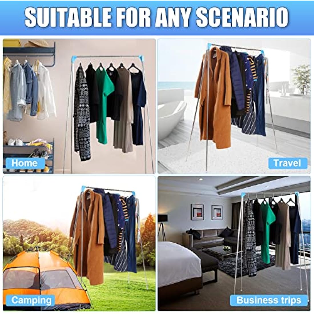Portable Travel Garment Rack, 13-28inch Retractable Clothes Drying Rack, Collapsible Floor Stand Clothes Hanger, Clothes Rack for Home Laundry Camping Travel Outdoor