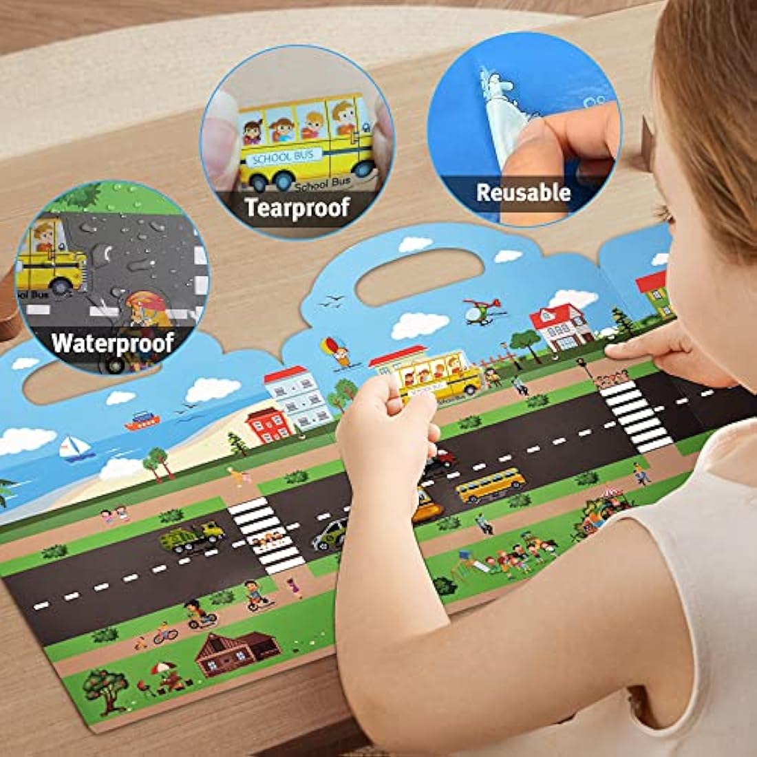 Surcotto Sticker Books for Children, Reusable Sticker Book for 2 3 4 Year Old Kids Boys Girls Toddlers, 3 Sets Reusable Stickers, Car Animal Dinosaur Stickers, Educational Learning Toy Travel Toys