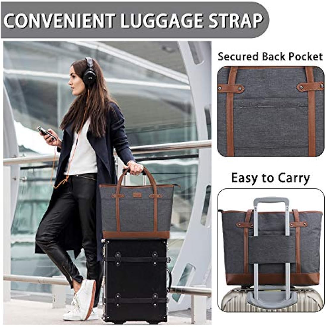 RAVUO Laptop Tote Bag, Water Resistant Lightweight Women 15.6 Inch Laptop Work Bag Teacher Bag Carry On Shoulder Bag with Padded Laptop Compartment