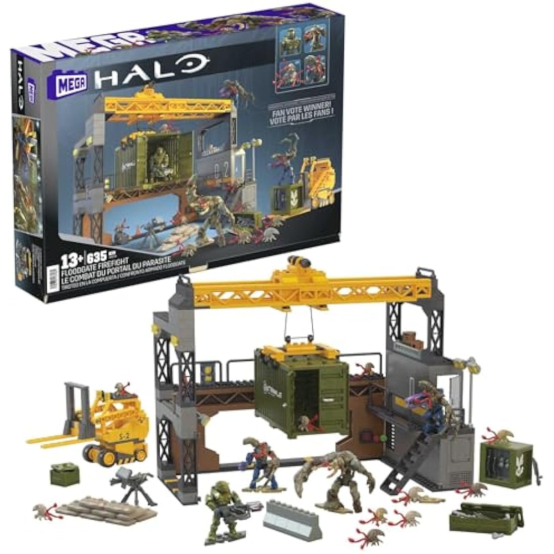 MEGA Halo Infinite Building Toys Set, Floodgate Firefight with 634 Pieces, 4 Micro Action Figures, Poseable Articulation, Accessories, Kids or Adult, HNC59