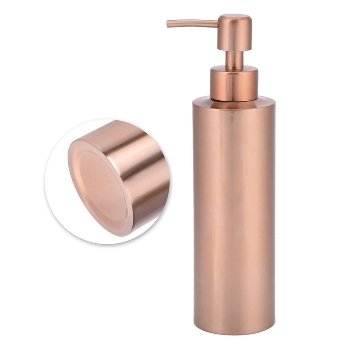 304 Stainless Steel, Rose Gold Bottle Dispenser Stainless Steel Rose Gold Copper 0 Pump Refillable Liquid Hand for Bathroom Bottle (250ml) (350ML)
