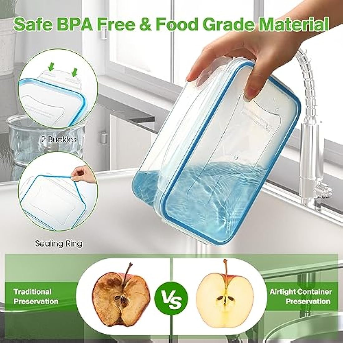 YASHE 50PCS Plastic Food Containers with Lids, Airtight Food Storage Containers for Kitchen Storage, 100% Leakproof, BPA-Free Meal Prep Containers with Labels & Marker
