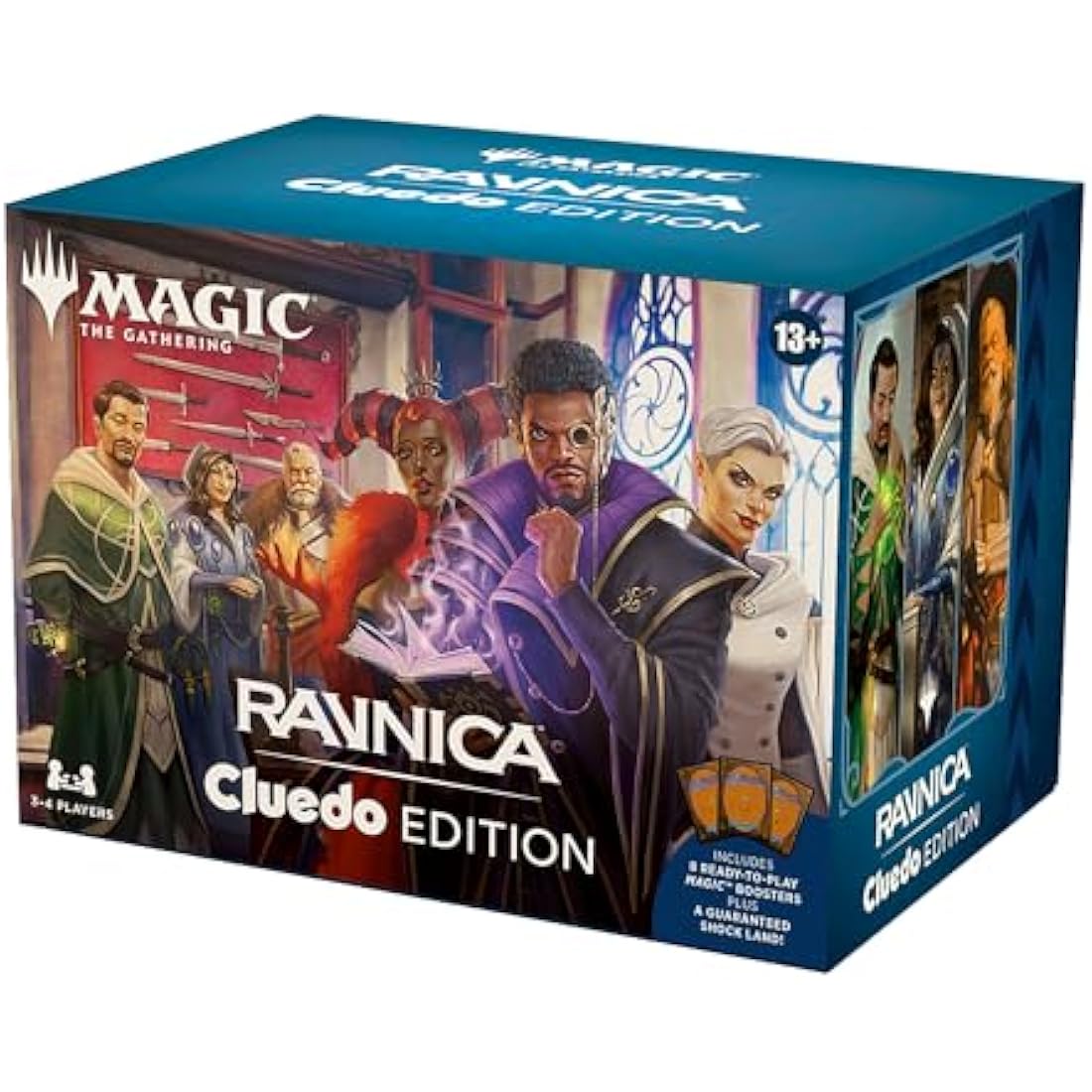 Magic: The Gathering Ravnica: Cluedo Edition - 3-4 Player Murder Mystery Card Game (Includes 8 Ready-to-Play Boosters, 21 Evidence Cards, 1 Foil Shock Land, and Detective Game Accessories)