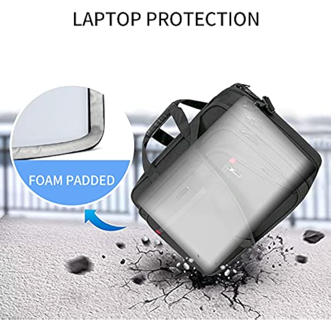 VANKEAN Laptop Briefcase for Men Women, Fits Up to 17.3 Inch Laptop Expandable Premium Laptop Shoulder Bag Water-Repellent Messenger Bag Computer Bag for Travel/Business/School-Black