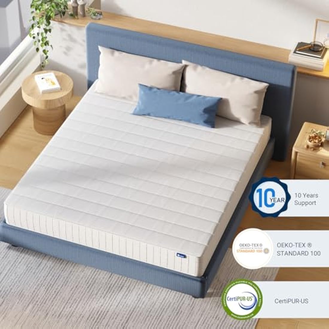 Avenco 3 Zone Pocket Sprung Mattress Medium Firm Feel, 9.8 Inch 3FT Single Mattress with Breathable CertiPUR-US Foam, Skin-friendly OEKO-TEX Fabric 90x190x25cm