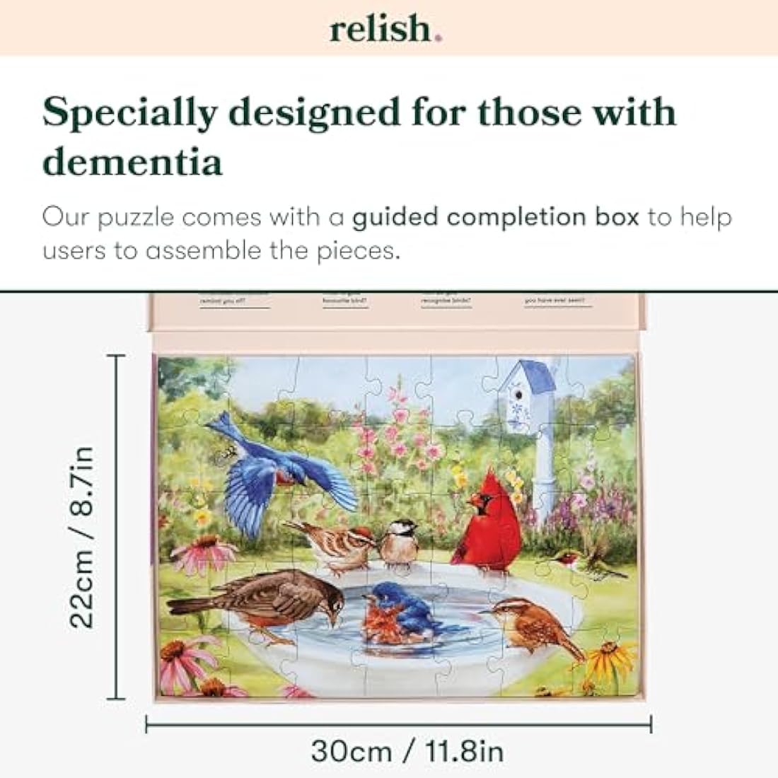 Relish - Dementia Jigsaw Puzzles for Adults, 35 Piece Bathing Birds Puzzle - Activities & Gifts for Elderly People with Alzheimer's