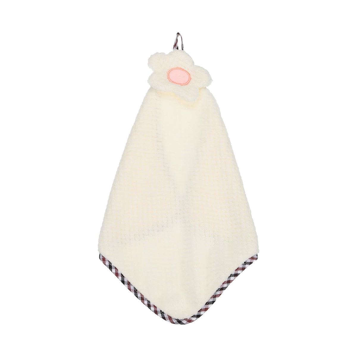 sourcing map Hand Towel, Soft Coral Fleece Hand Towels with Hanging Loop Decorative Flower Pattern Quick-Drying and Washable for Home Bathroom