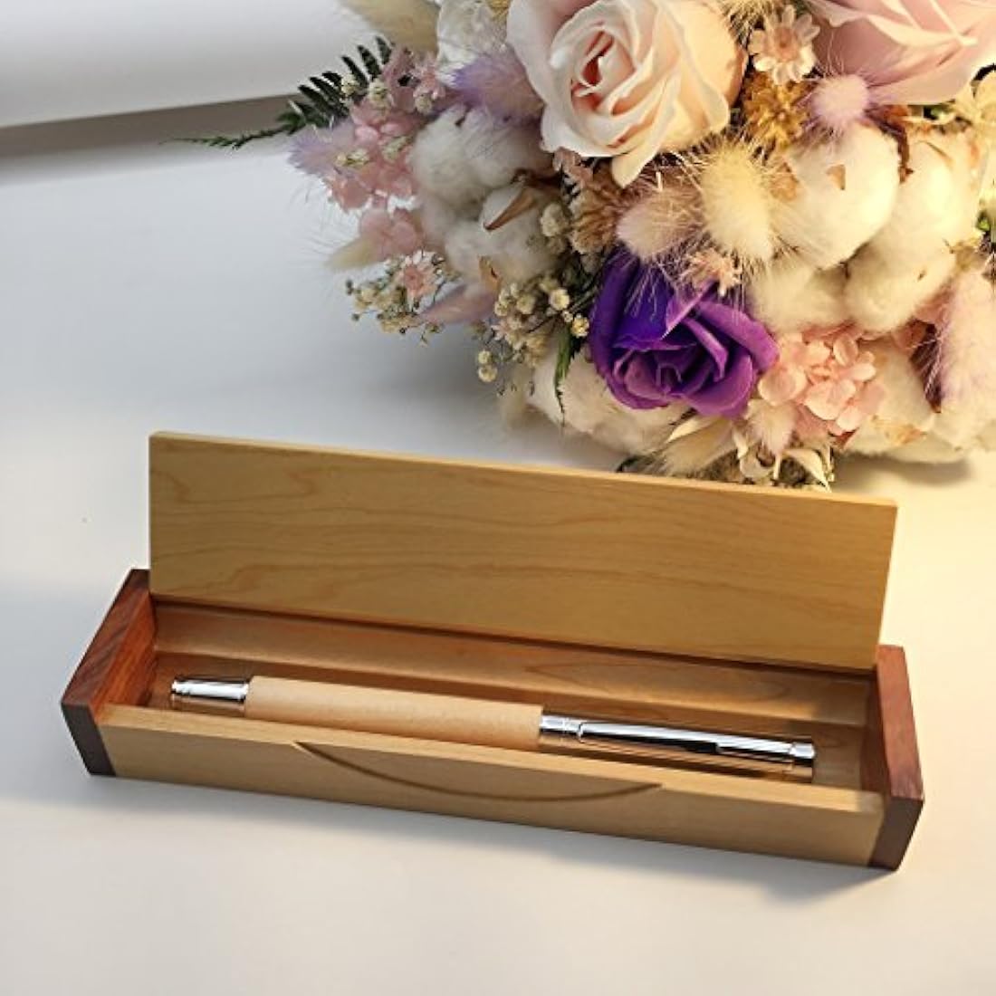 LACHIEVA Luxury Maple Fountain Pen, Elegant Pen with German-made Finb Nib, Converter, Cartridges. Nice Wood Pen Set for Men & Women. Professional, Executive, Office Gift