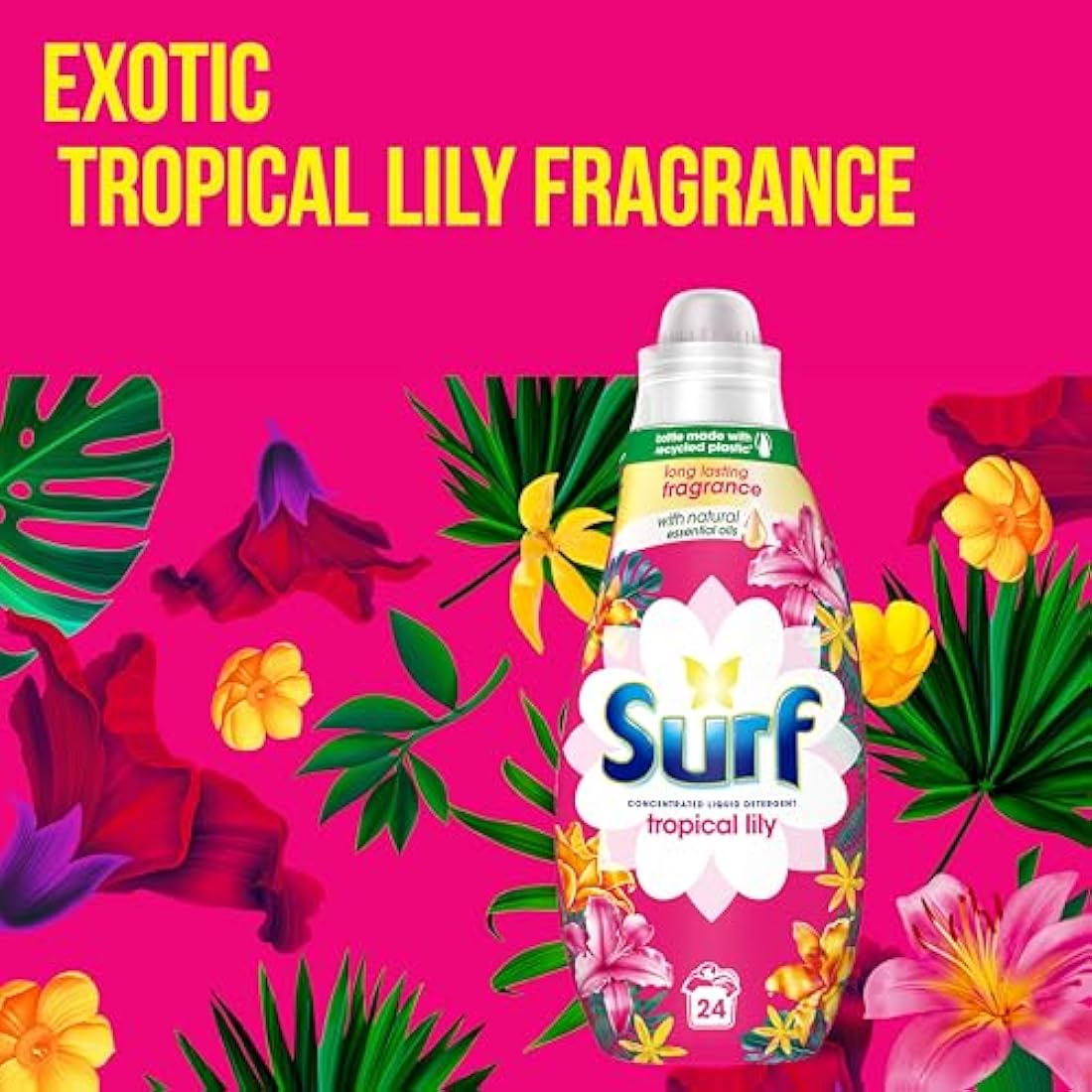 Surf Tropical Lily Concentrated Liquid Laundry Detergent infused with natural essential oils for fresh and clean washing 8x 24 washes (192 washes)