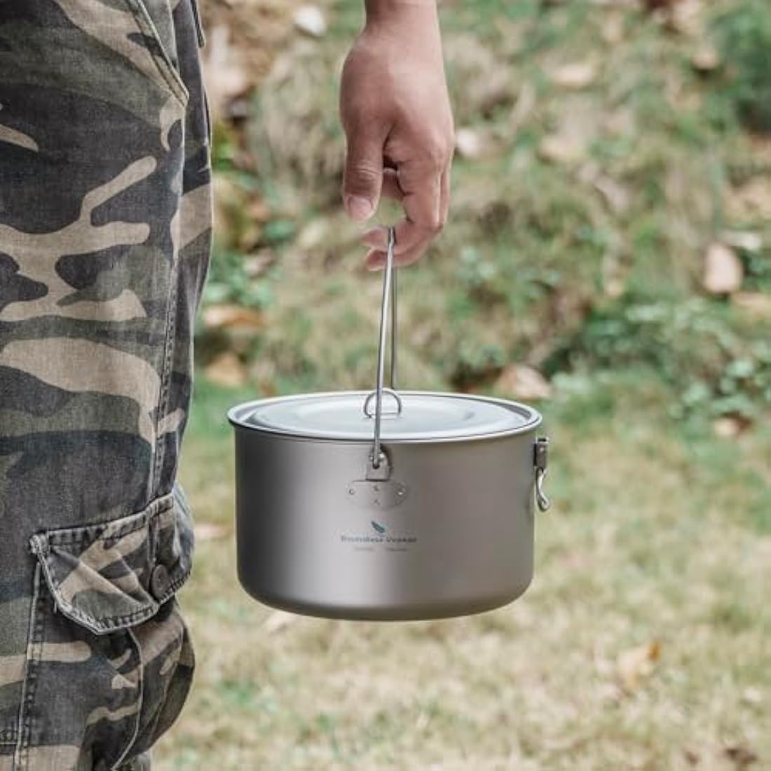 Boundless Voyage 2900ml Camping Pot Titanium Pot with Lid Folding Bail Handle Camping Hiking Picnic Ultralight Portable Cookware 2045C