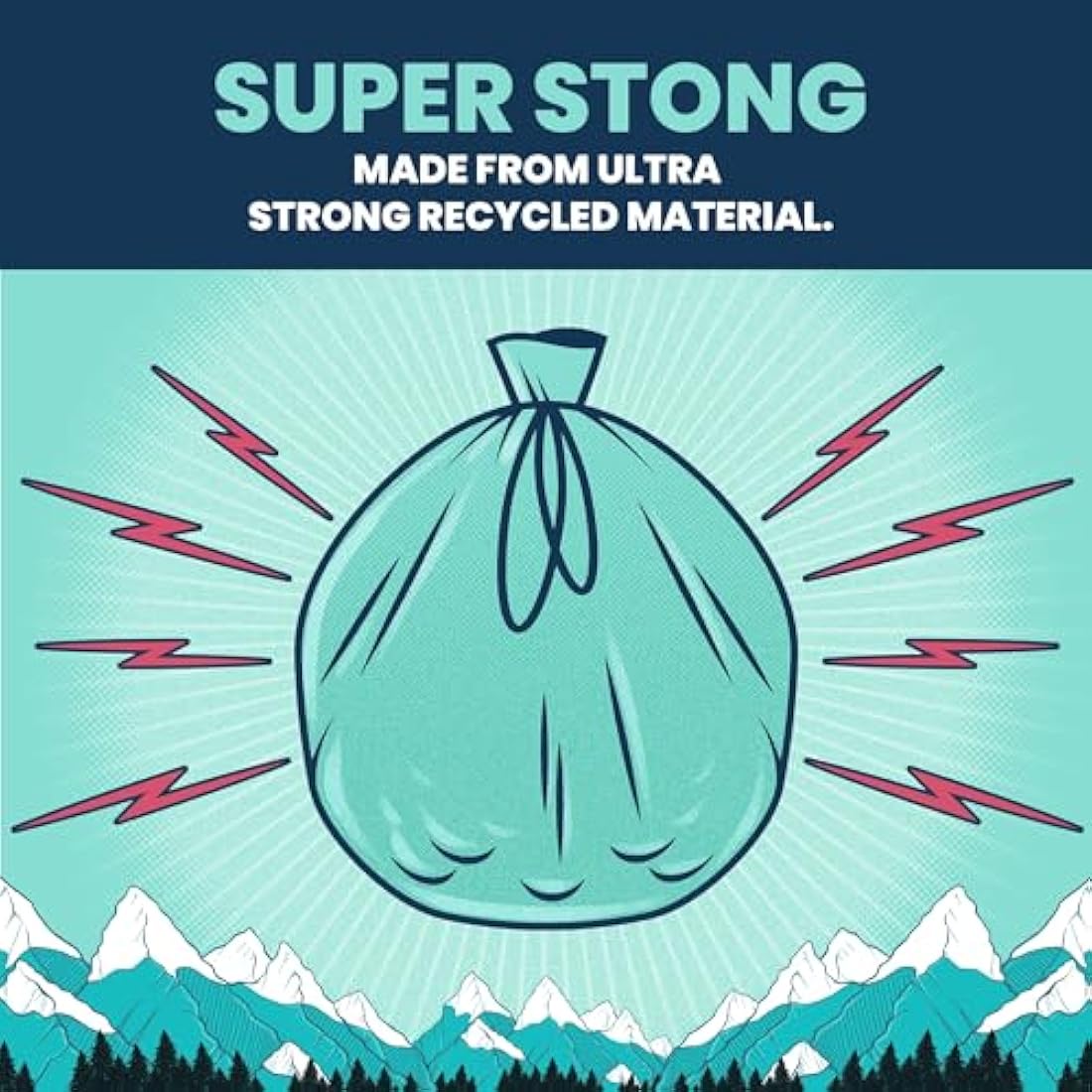 BEAST BIN BAGS, 10 Rolls of 10 x 30 Litre Bags (Total 100 Bags) - Made From 100% Recycled LLDPE - Incredibly Strong, Tall and Slim Drawstring Pedal Blue Bin Bags