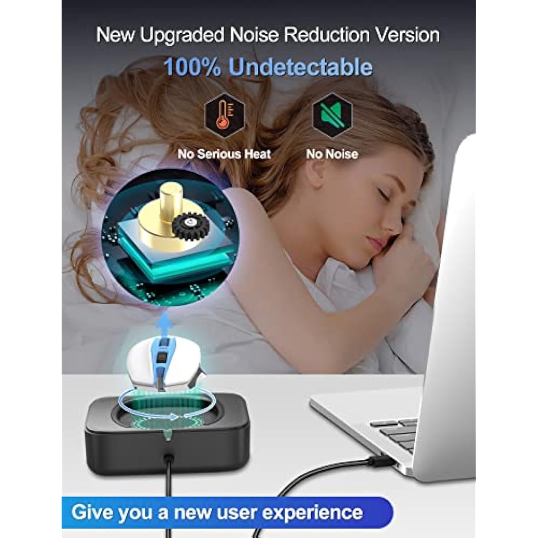 meatanty Undetectable Mouse Mover Usb Physical Jiggler,with LED Display and ON/OFF Switch, Running Frequency Adjustable, Keeps PC Laptop Active