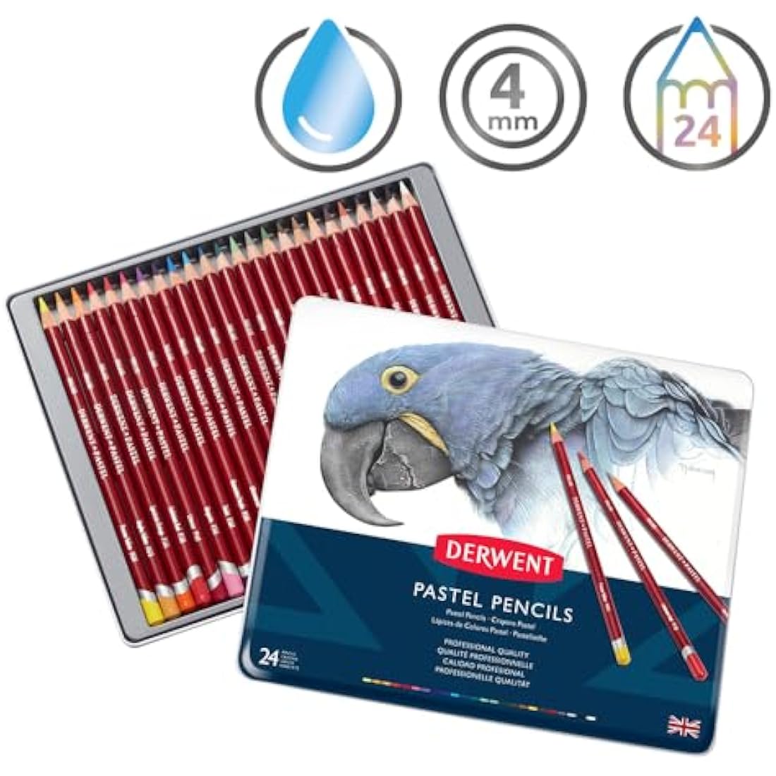 Derwent Pastel Pencils, Drawing & Writing, Set Of 24, Ideal For Blending & Colouring, Professional Quality, 32992
