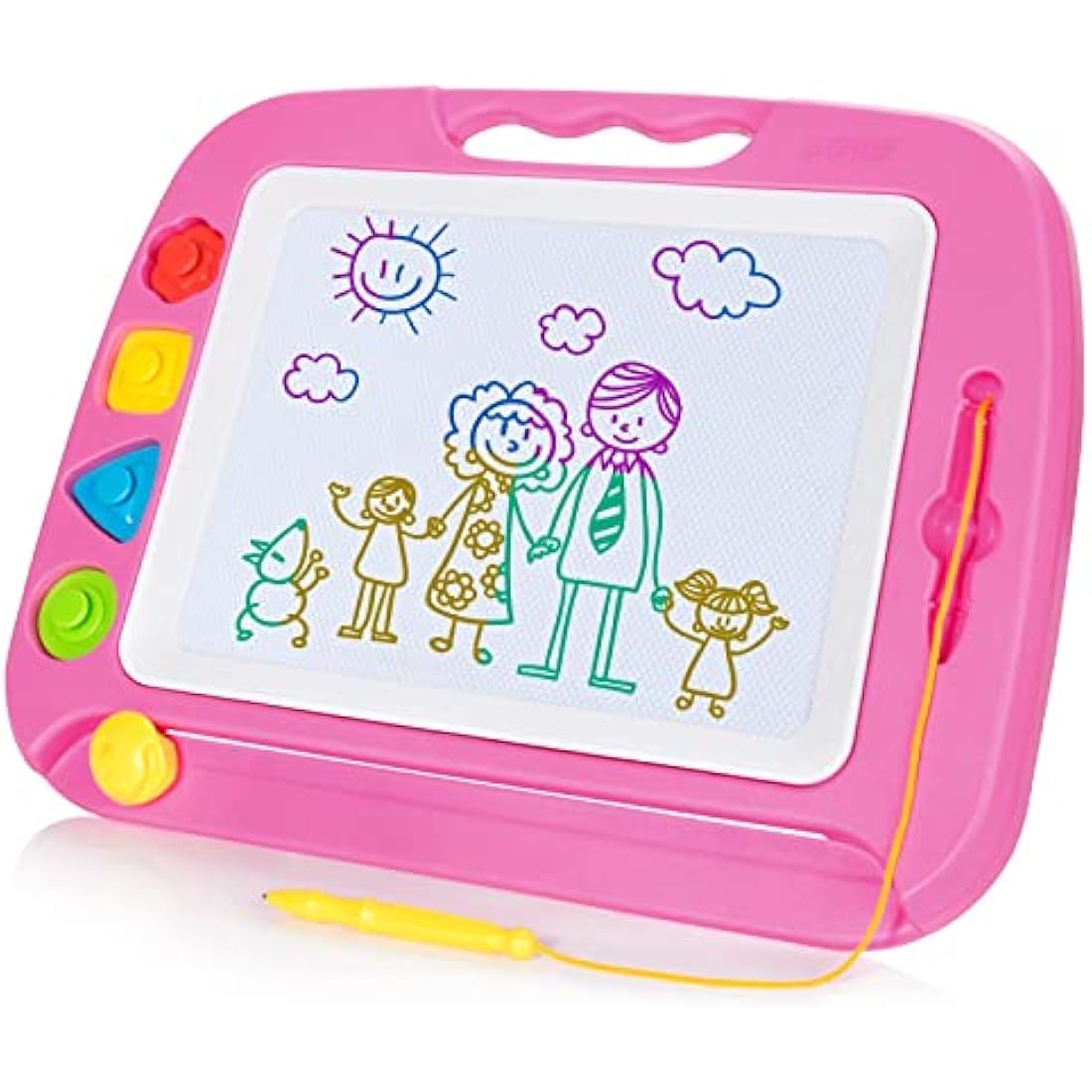 SGILE Large Magnetic Drawing Board - 4 Colors 42×33cm Doodle Pad with 4 Stamps for Toddlers, Learning Toy Gift Magna Doodle Board Etch Sketch Toys for Boys Girls Kids Age 2 3 4, Pink