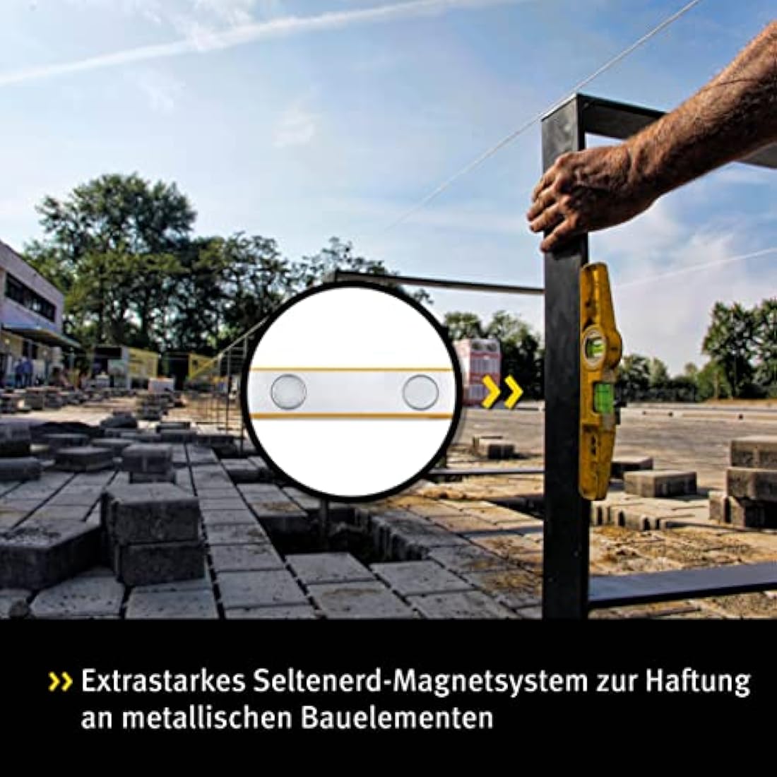 Stabila Type81SREM 25cm/10-inch Rare Earth Magnetic Spirit Level with Holster, Yellow/Black